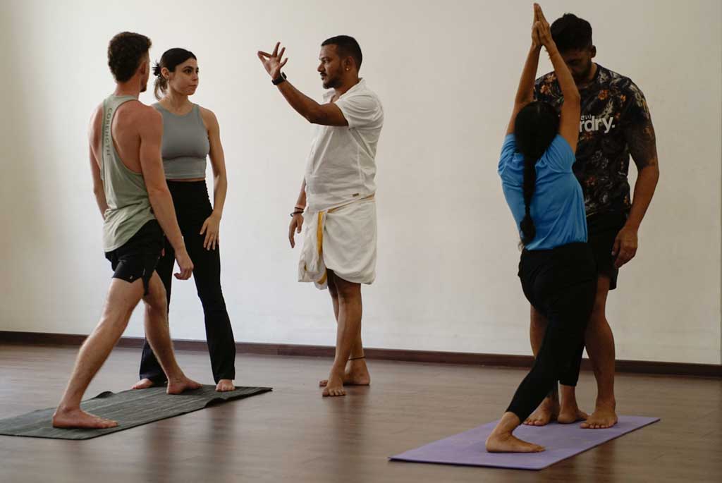 Mysore practice in the hall at Sthalam 8